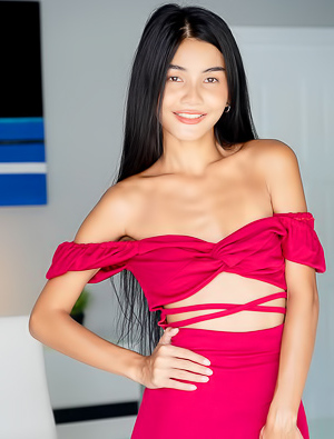 Vina Rae Posing In Lacy Panties And High Heels With Her Perky Breasts Bare