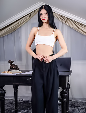 Posy Wearing Nothing But Her Garter Belt And White Stockings