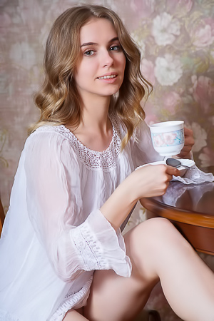 Dina Divine Flirts With Sheer Nightie And Spread Legs Striptease