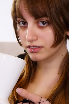 Arya Flirts From A Fizzy Bathtub With A Lacy Pointy Stocking