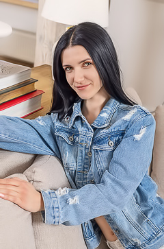 Posy Fetches The Couch, Ready For An Impromptu Striptease In Denim